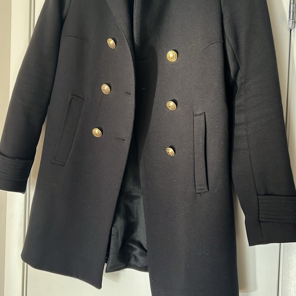 Zara dark navy coat with gold buttons - Picture 3 of 4